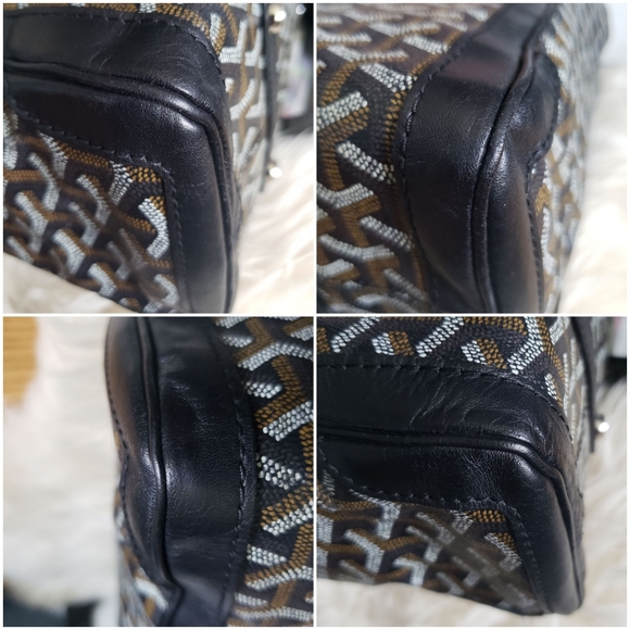 ❗ SOLD ❗ Stunning Goyard Voltaire Black & Brown Chevron Tote Bag - Picture 15 of 16